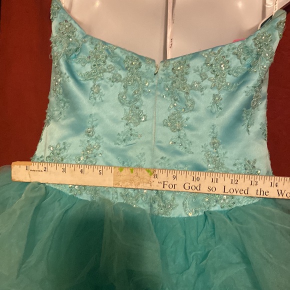 Prom Formal Gown Dress Aquamarine Blue Pinky & Me size 12P - Picture 9 of 9